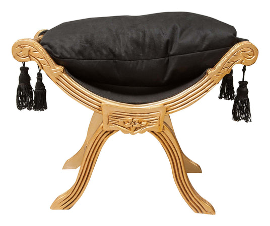 Biscottini Biscottini Panchetta Faldistorio Luigi XVI Faggio Intagliata Foglia Oro 74x46x54