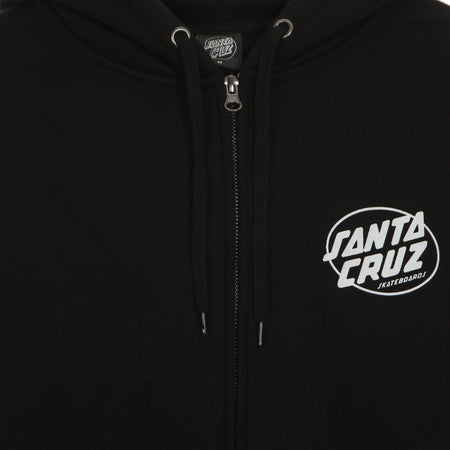SANTA CRUZ Felpa Cappuccio Zip Uomo Club Oval Dot Zip Hood Black da uomo