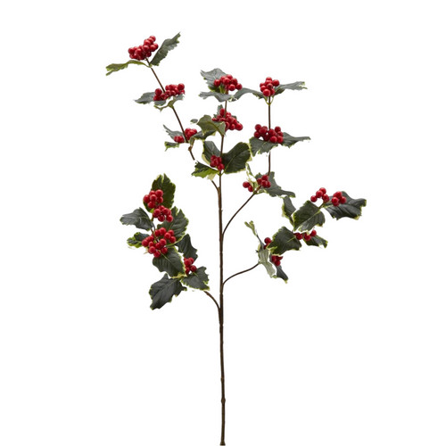 Ramo decorativo artificiale Agrifoglio Rex con bacche, color rosso, 66 cm
