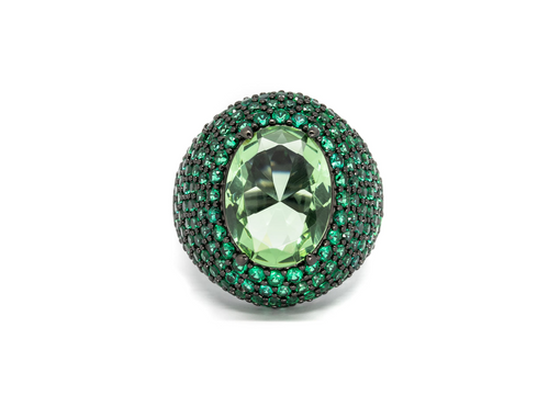 DAGO - Anello Pavè Pietra Ovale Verde