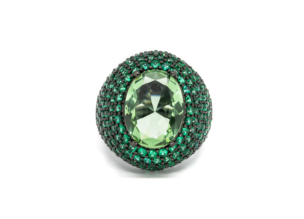 DAGO - Anello Pavè Pietra Ovale Verde