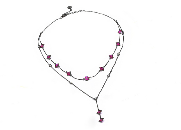 DAGO - Collana Doppia Pietre Carrè Rossa