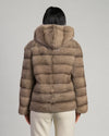 Martina - Giacca Donna Beige in vera pelliccia di Visone con Cappuccio