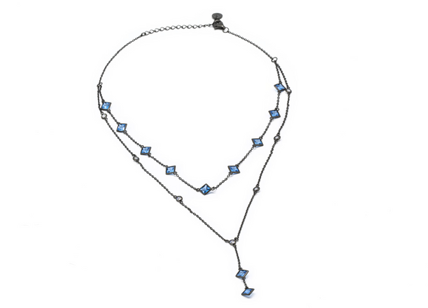 DAGO - Collana Doppia Pietre Carrè Azzurra