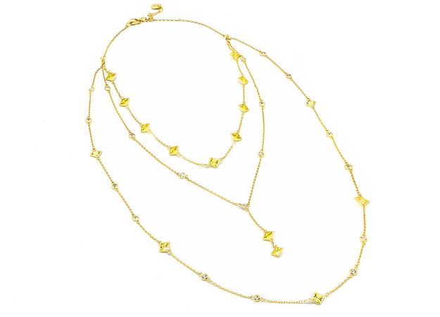 DAGO - Collana Tripla Pietre Carrè Gialla