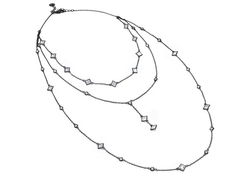 DAGO - Collana Tripla Pietre Carrè Bianca/Nero