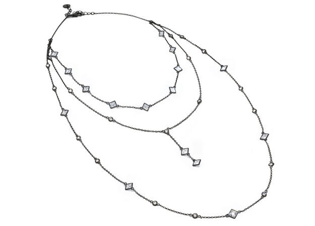 DAGO - Collana Tripla Pietre Carrè Bianca/Nero