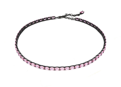 DAGO - Collana Girocollo Tennis Rosa/Nero