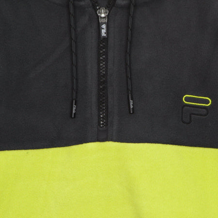 FILA Felpa Cappuccio Uomo Perry Fleece Half Zip Hoodie Black/asphalt/sulphur Spring da uomo