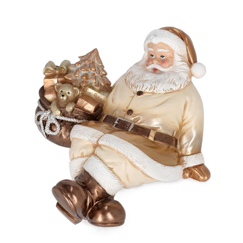 Babbo Natale statuetta in poliresina color oro per decorazione natalizia