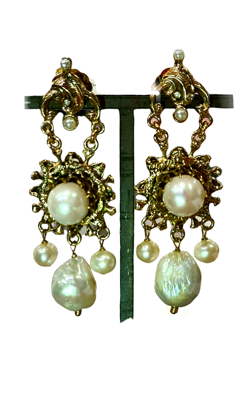 VINTAGE BIJOUX - Orecchino pendente con perla