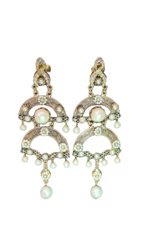 VINTAGE BIJOUX - Orecchini pendenti con perle