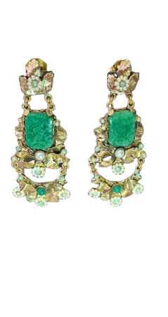 VINTAGE BIJOUX - Orecchino pendente verde