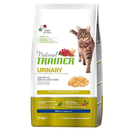 Natural Trainer Urinary mangime secco Gatti Adult pollo semi di lino e uova