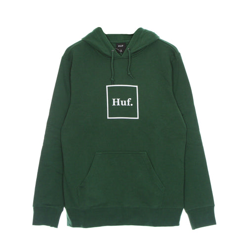HUF Felpa Cappuccio Uomo Box Logo Dark Green da uomo