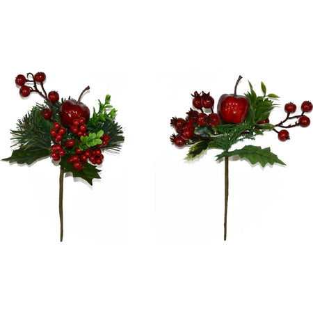 Spillone chiudi pacco con bacche rosse addobbi per Alberi e Ghirlande natalizie h 19 cm