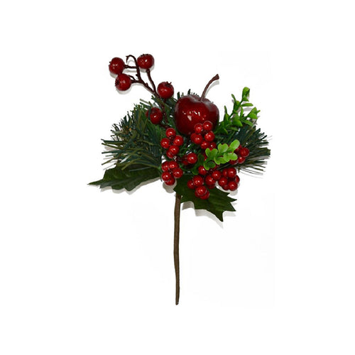 Spillone chiudi pacco con bacche rosse addobbi per Alberi e Ghirlande natalizie h 19 cm