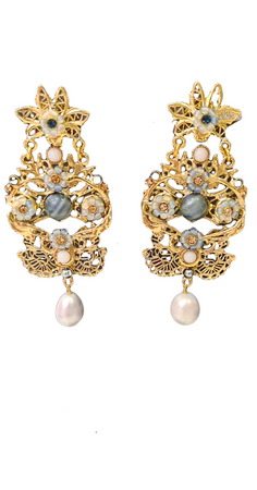 VINTAGE BIJOUX - Orecchino pendente con perla grigia