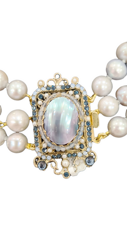 VINTAGE BIJOUX - Collana multifilo perla grigia