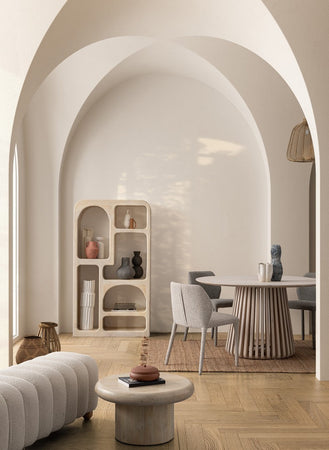Panca "Zora" struttura in MDF rivestimento in poliestere effetto boucle'
