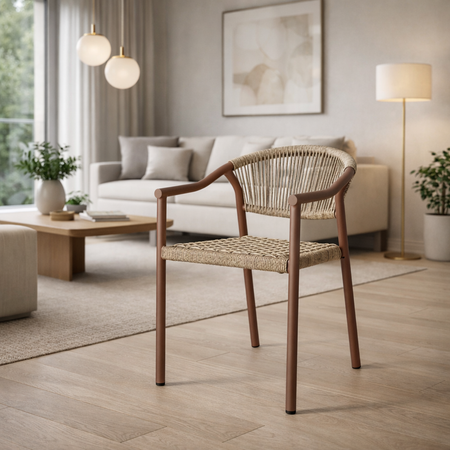 Sedia "Canarias" struttura in alluminio, intreccio in fibra sintetica, per interni ed esterni