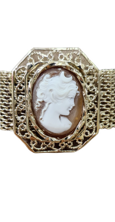 VINTAGE BIJOUX - Choker con 5 inserti in cammeo e perle