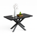 Tavolo Rigel con gambe in ferro e piano in ceramica nero, design moderno, 140/200 x 80 x h 76 cm