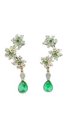 VINTAGE BIJOUX - Orecchini pendenti con goccia verde