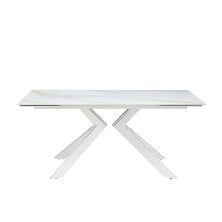 Tavolo "Pollux" con gambe in ferro e piano in pietra sinterizzata 160/240 x 110 x h 75 cm
