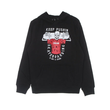 C1RCA Felpa Cappuccio Uomo Keep Pushin Hood Black da uomo