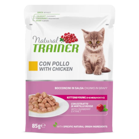 Natural Trainer Mantenimento umido Gatti Kitten & Young pollo 85 gr