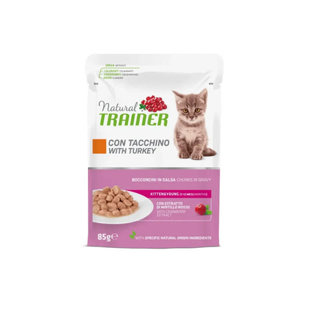 Natural Trainer Mantenimento umido Gatti Kitten & Young tacchino 85 gr