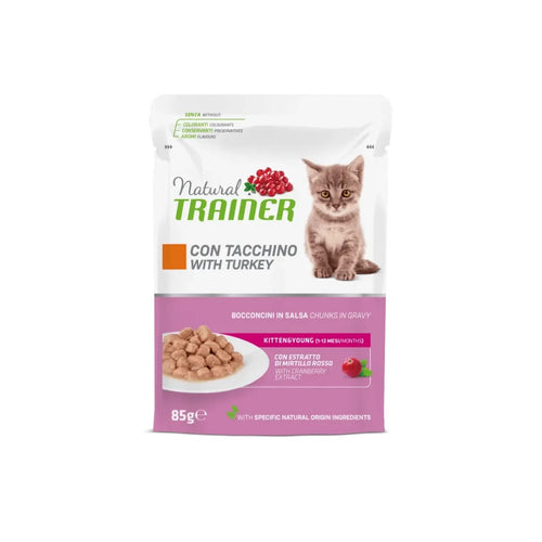 Natural Trainer Mantenimento umido Gatti Kitten & Young tacchino 85 gr