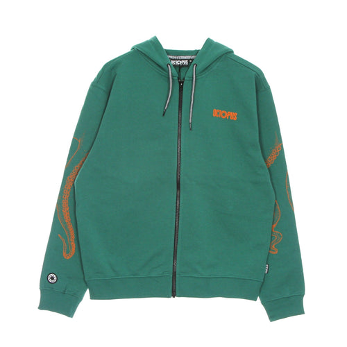 OCTOPUS Felpa Leggera Cappuccio Zip Uomo Outline Zip Hoodie Field Green da uomo