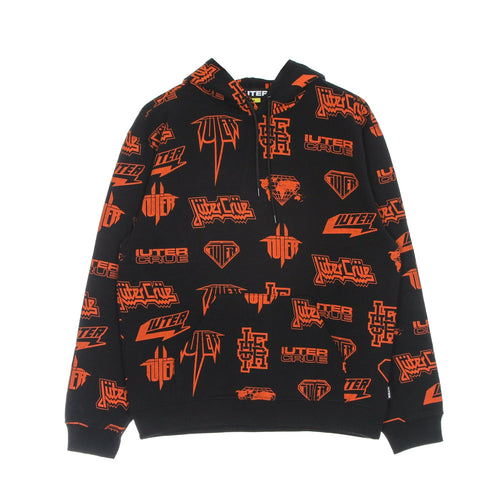 IUTER Felpa Leggera Cappuccio Uomo Horns Allover Hoodie Black da uomo