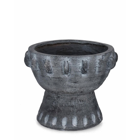 Vaso "Bucchero" tondo in magnesia grigio per uso esterno Ø 39 cm