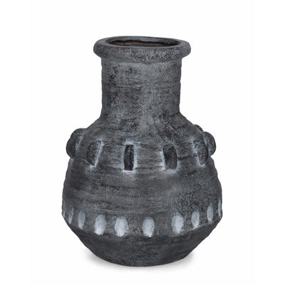 Vaso Bucchero tondo in magnesia grigio per uso esterno Ø 37 cm