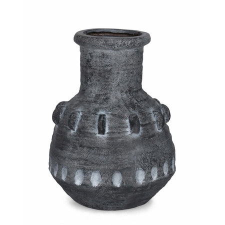 Vaso "Bucchero" tondo in magnesia grigio per uso esterno Ø 37 cm