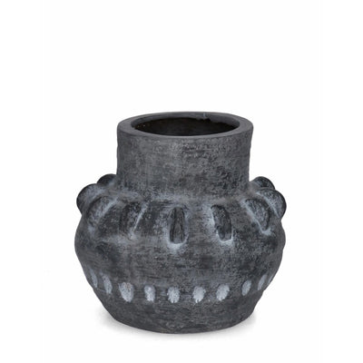 Vaso Bucchero tondo in magnesia grigio per uso esterno Ø 32 cm