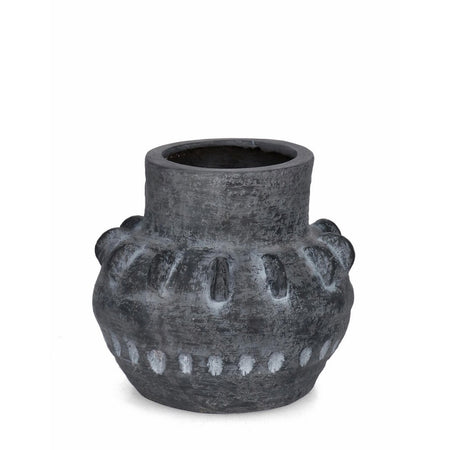 Vaso "Bucchero" tondo in magnesia grigio per uso esterno Ø 32 cm