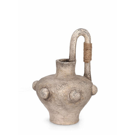 Vaso "Cromite" tondo in magnesia beige per uso esterno