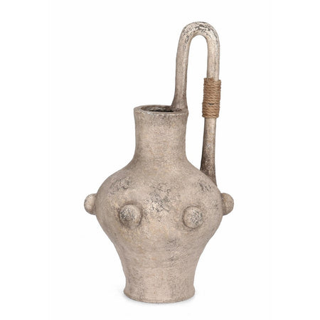 Vaso "Cromite" tondo in magnesia beige per uso esterno