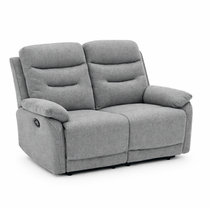 Divano "Andromeda" con doppio recliner manuale e rivestimento in tessuto grigio per interno