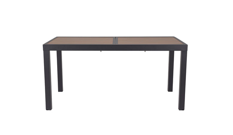 Tavolo "Hilija" struttura in alluminio verniciato a polvere piano effetto legno per arredo casa