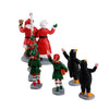 Parata degli elfi di Babbo Natale, personaggi per villaggio di Natale in resina
