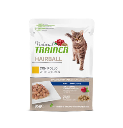 Natural Trainer Hairball umido Gatti Adult pollo 85 gr