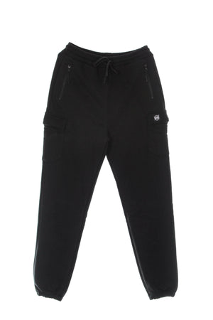 DOLLY NOIRE Pantalone Tuta Leggero Uomo Woven Square Label Cargo Sweatpants Black da uomo