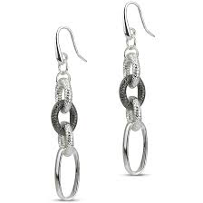 Boccadamo - Orecchini a catena argentati e rutenio contornato