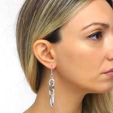 Boccadamo - Orecchini a catena argentati e rutenio contornato