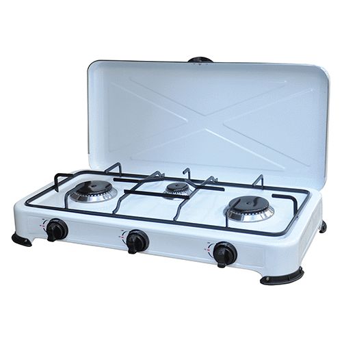 FORNELLO 3 FUOCHI A GAS GPL 'KASART' cm 58 x 28 x h.11 bianco - df 8040224<